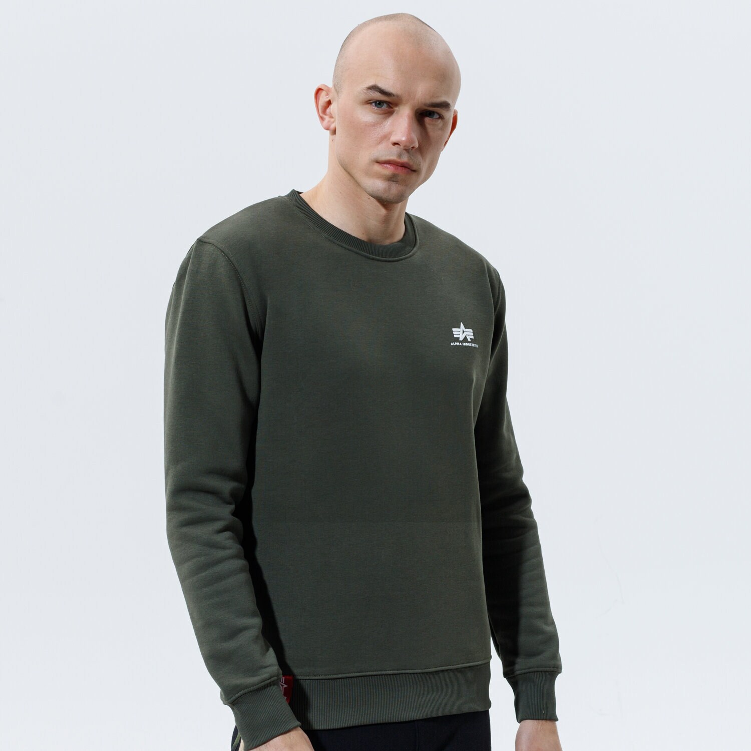 Muške dukserice ALPHA INDUSTRIES VESTA BASIC SWEATER SMALL LOGO 188307-142 kaki
