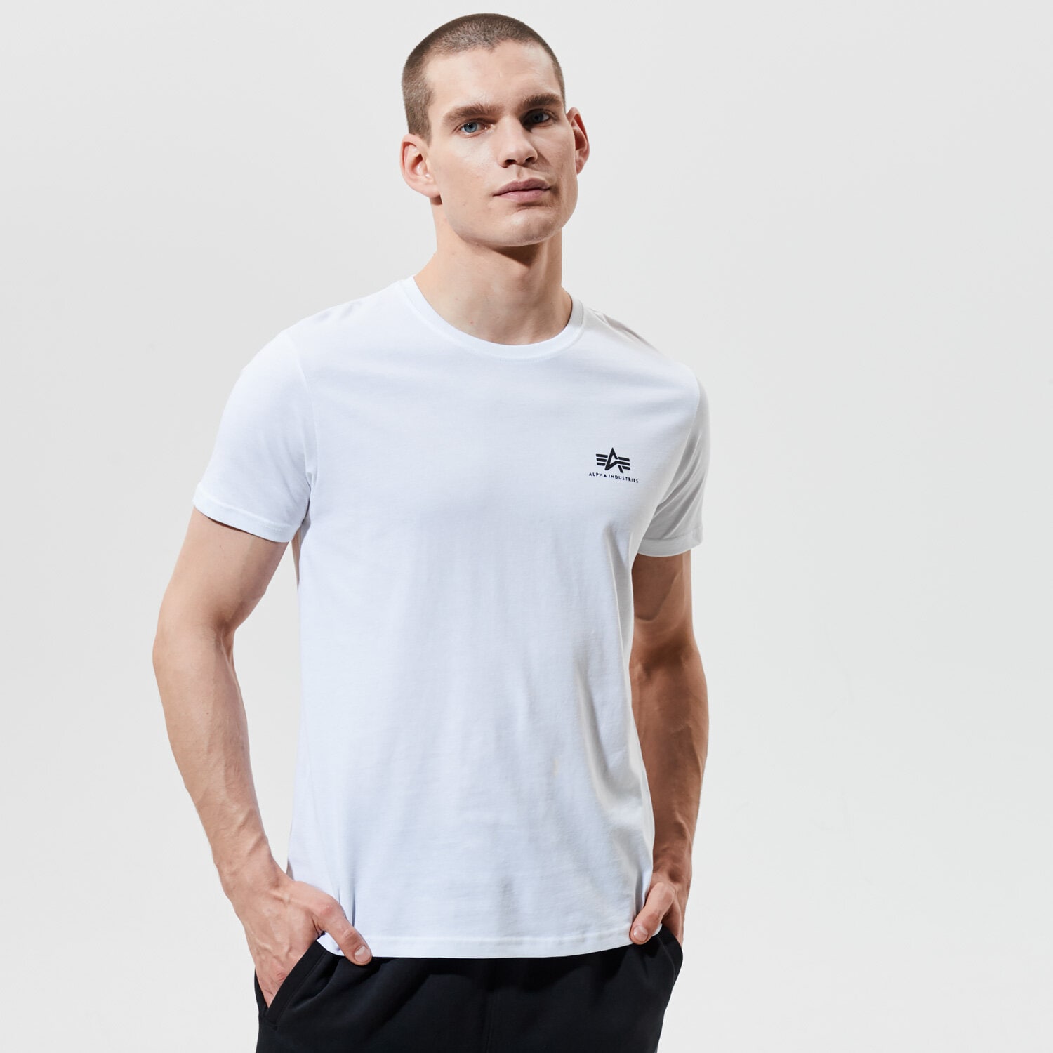 Muške majice ALPHA INDUSTRIES T-SHIRT BASIC T SMALL LOGO 188505-09 bijela