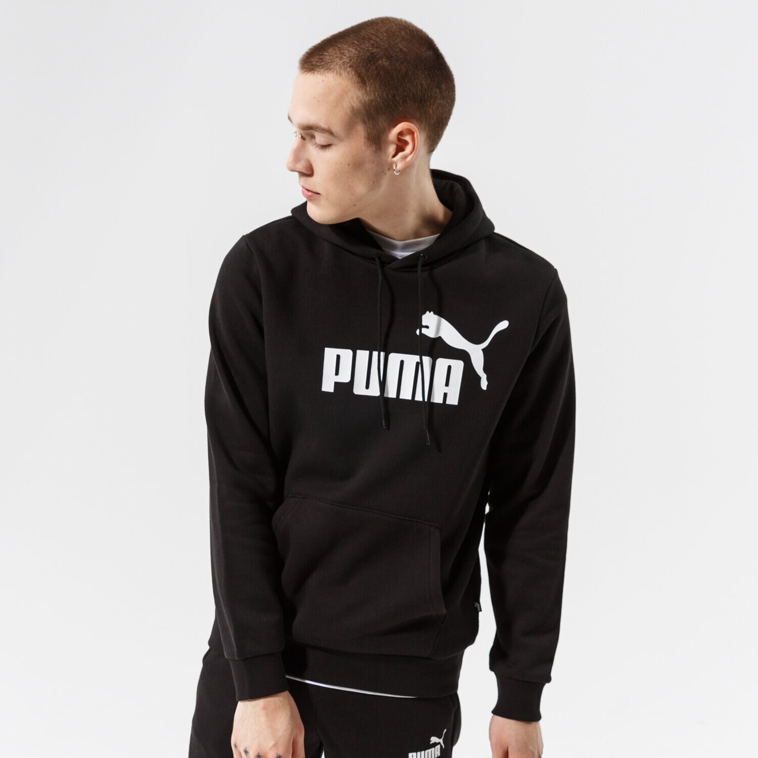 Muške dukserice PUMA VESTA S KAPULJAČOM ESS BIG LOGO HOODIE FL - PUMA BLACK 58668601 crna