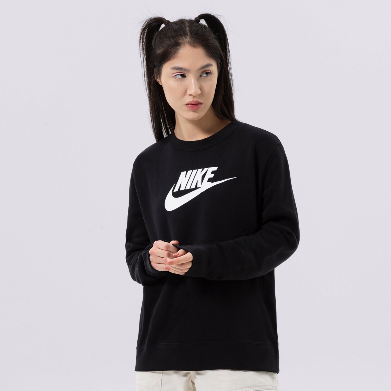 Ženske dukserice NIKE VESTA W NSW CLUB FLC GX CREW STD DQ5832-010 crna