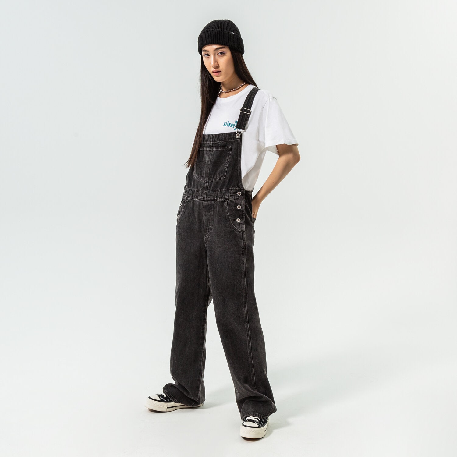 Ženske hlače LEVI'S HLAČE SILVERTAB OVERALL T3 A3520-0000 crna