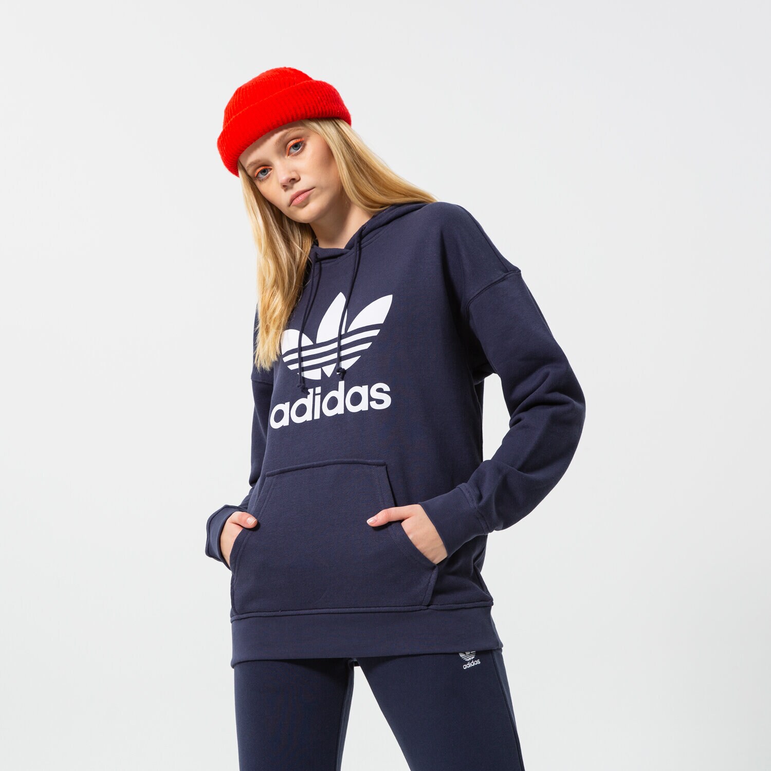 Ženske dukserice ADIDAS VESTA S KAPULJAČOM TRF HOODIE HE6951 tamno plava
