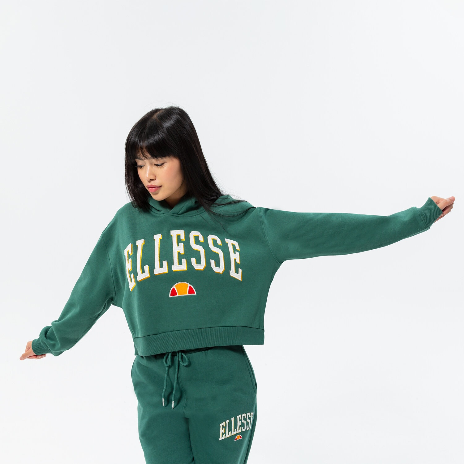 Ženske dukserice ELLESSE VESTA S KAPULJAČOM RAMO CROP HOODY DGREEN SGP15918502 zelena