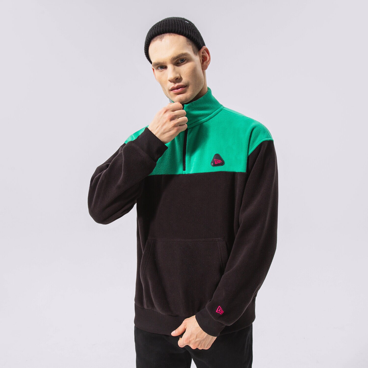 Muške dukserice NEW ERA RUNO NEW ERA COLOURBLOCK QUARTER ZIP 12893060 crna