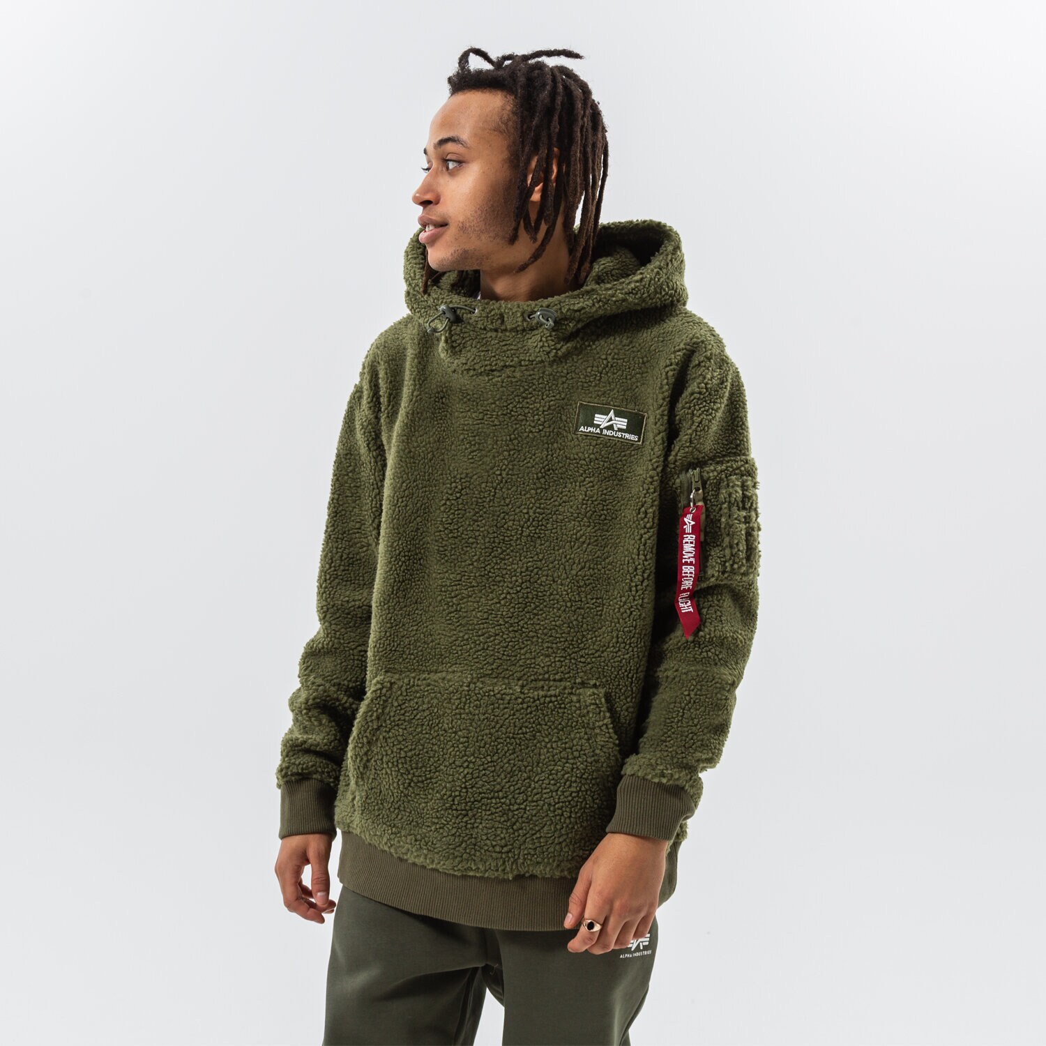 Muške dukserice ALPHA INDUSTRIES VESTA S KAPULJAČOM TEDDY 118330-01 zelena