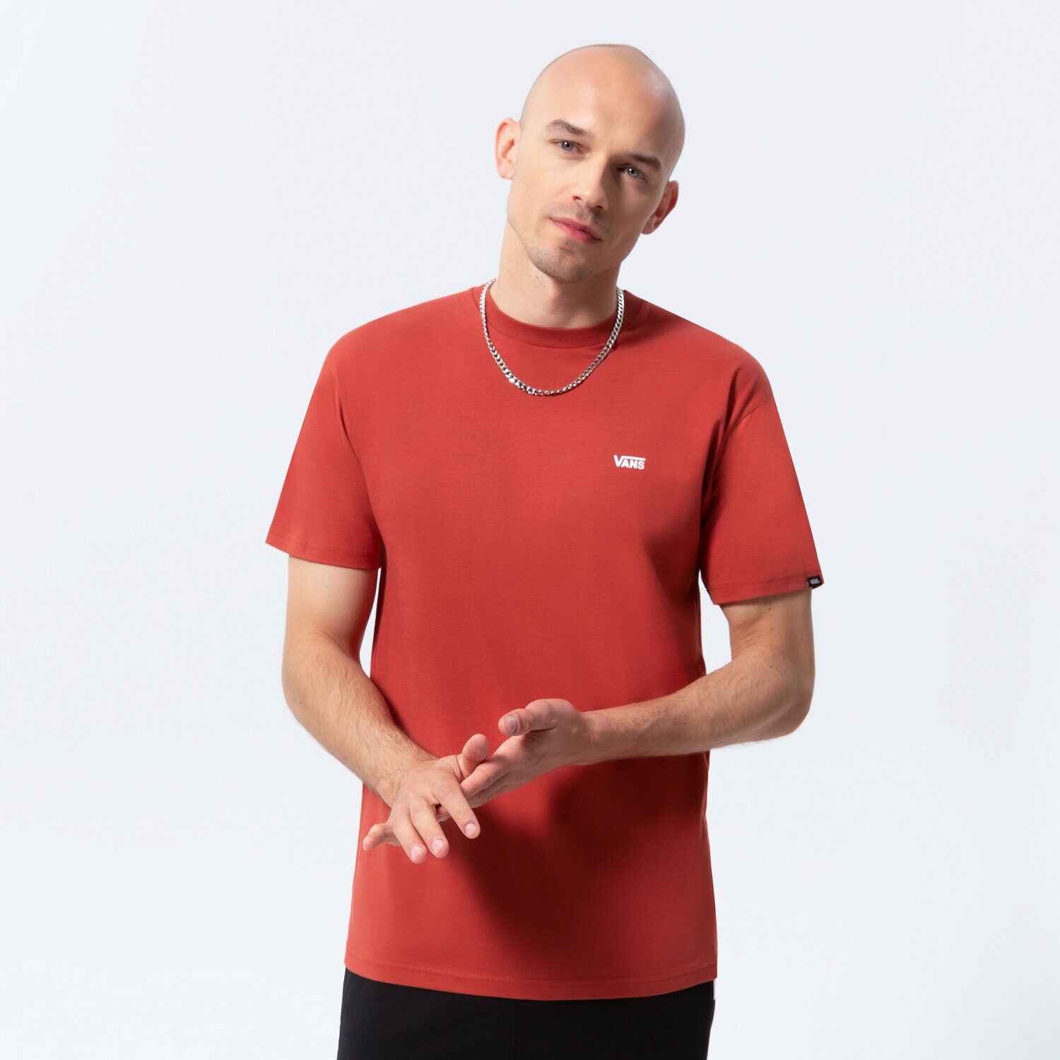 Muške majice VANS T-SHIRT MN LEFT CHEST LOGO TEE CHILLI OIL VN0A3CZEYVE1 crvena