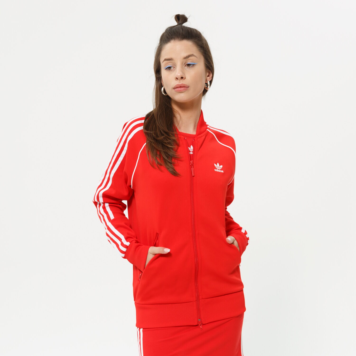 Ženske dukserice ADIDAS VESTA RASKOPČANA SST TRACKTOP PB HE9562 crvena
