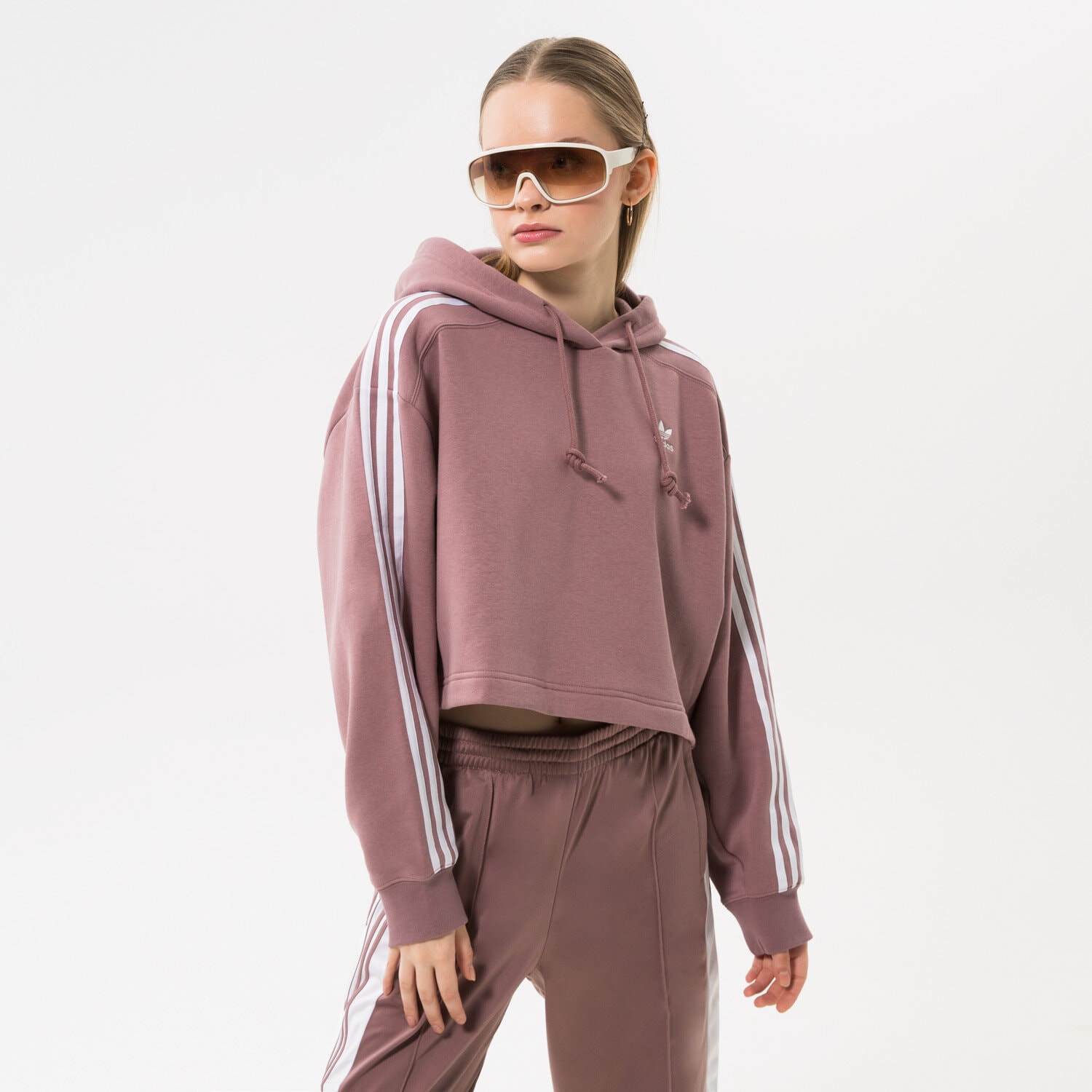 Ženske dukserice ADIDAS VESTA S KAPULJAČOM SHORT HOODIE HN5885 ružičasta