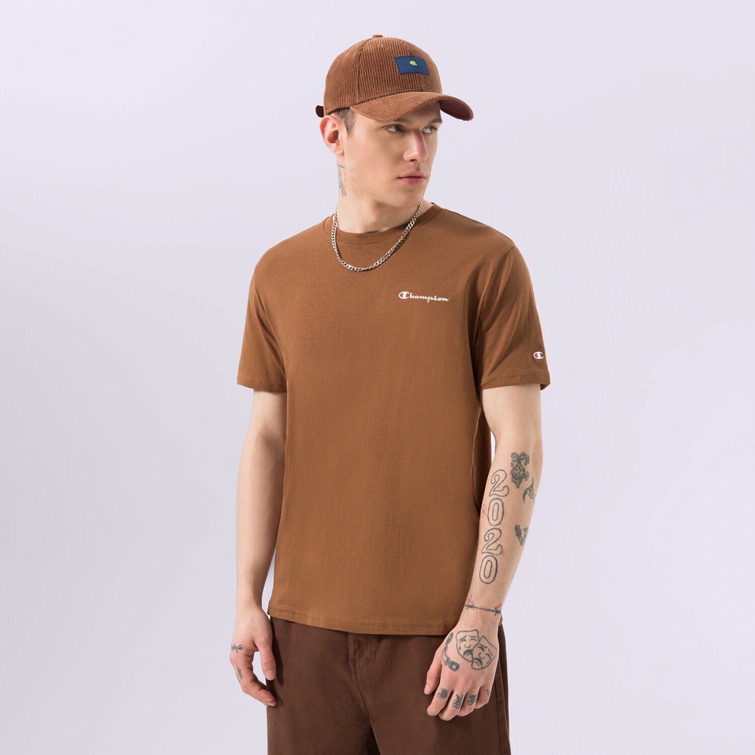 Muške majice CHAMPION T-SHIRT CREWNECK T-SHIRT 218281MS519 smeđa