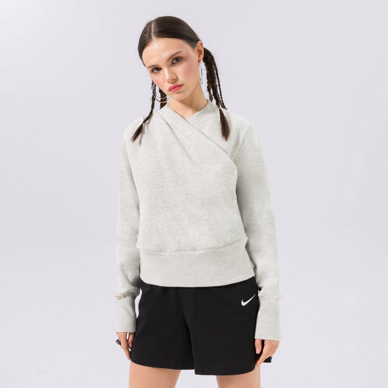 Ženske dukserice NIKE VESTA W NSW DRAPE CREW SC DV8208-050 siva