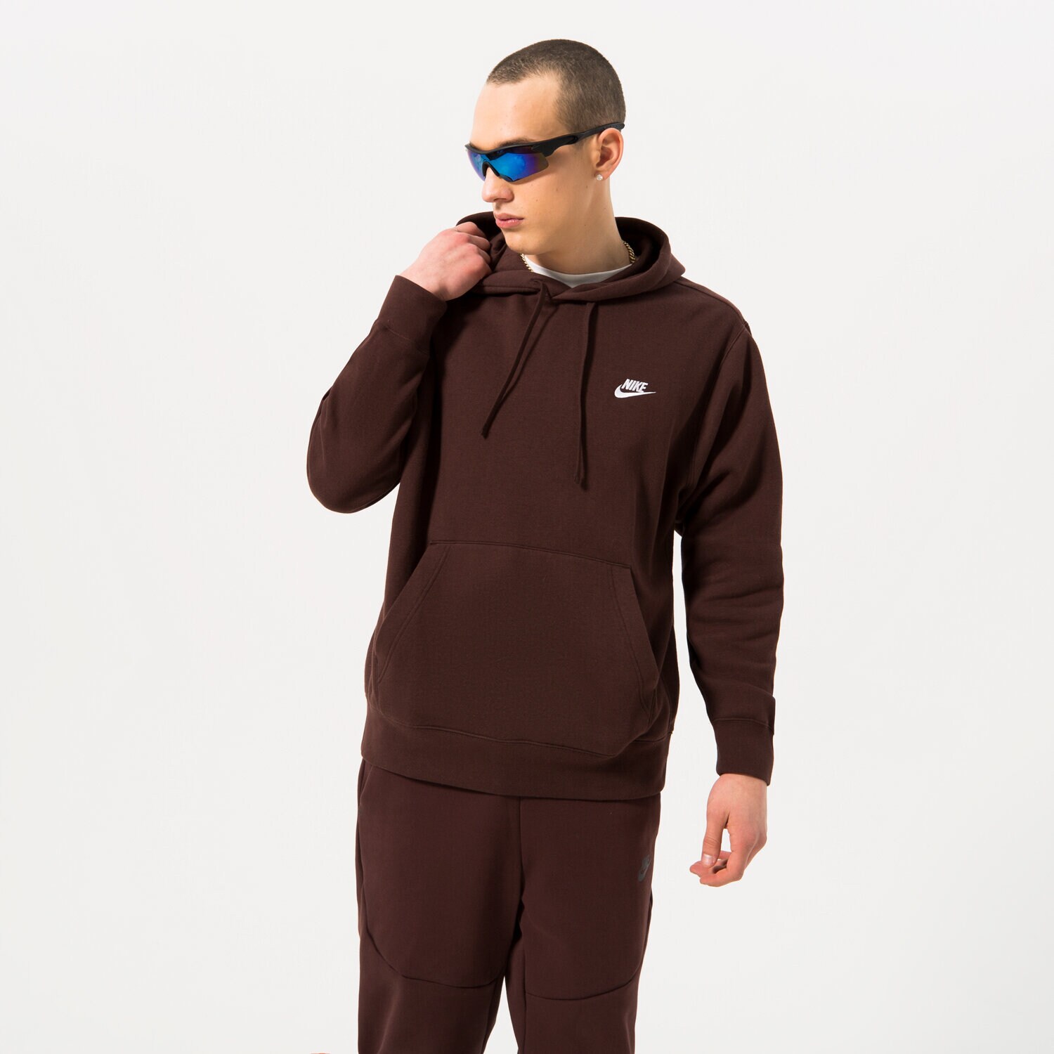 Muške dukserice NIKE VESTA S KAPULJAČOM SPORTSWEAR CLUB FLEECE BV2654-227 smeđa