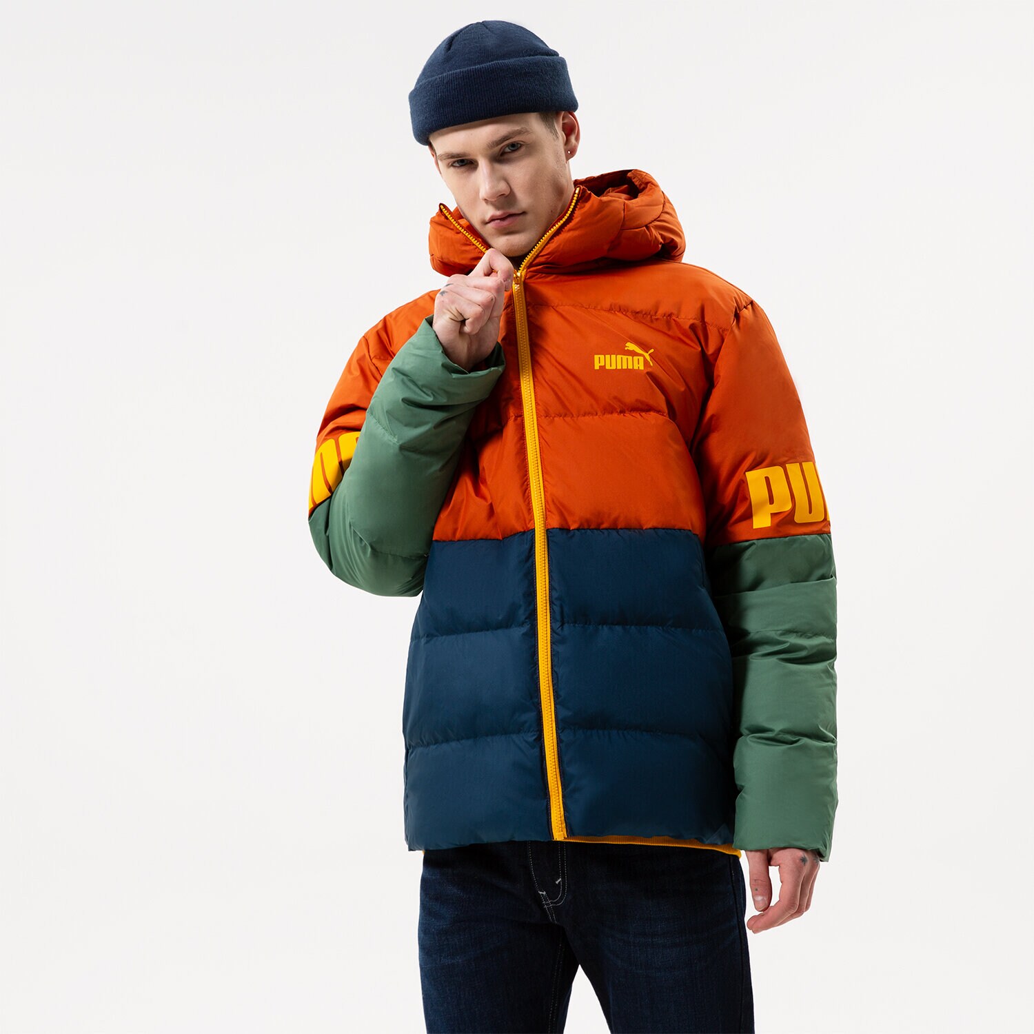 Muške zimske jakne PUMA JAKNA ZIMSKA PUMA POWER HOODED DOWN PUFFER 849335 64 tamno plava
