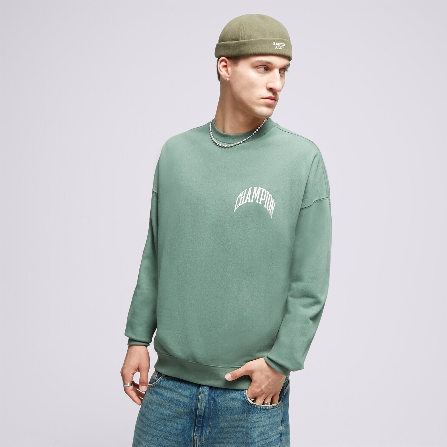 Muške dukserice CHAMPION VESTA CREWNECK SWEATSHIRT 218517GS506 zelena