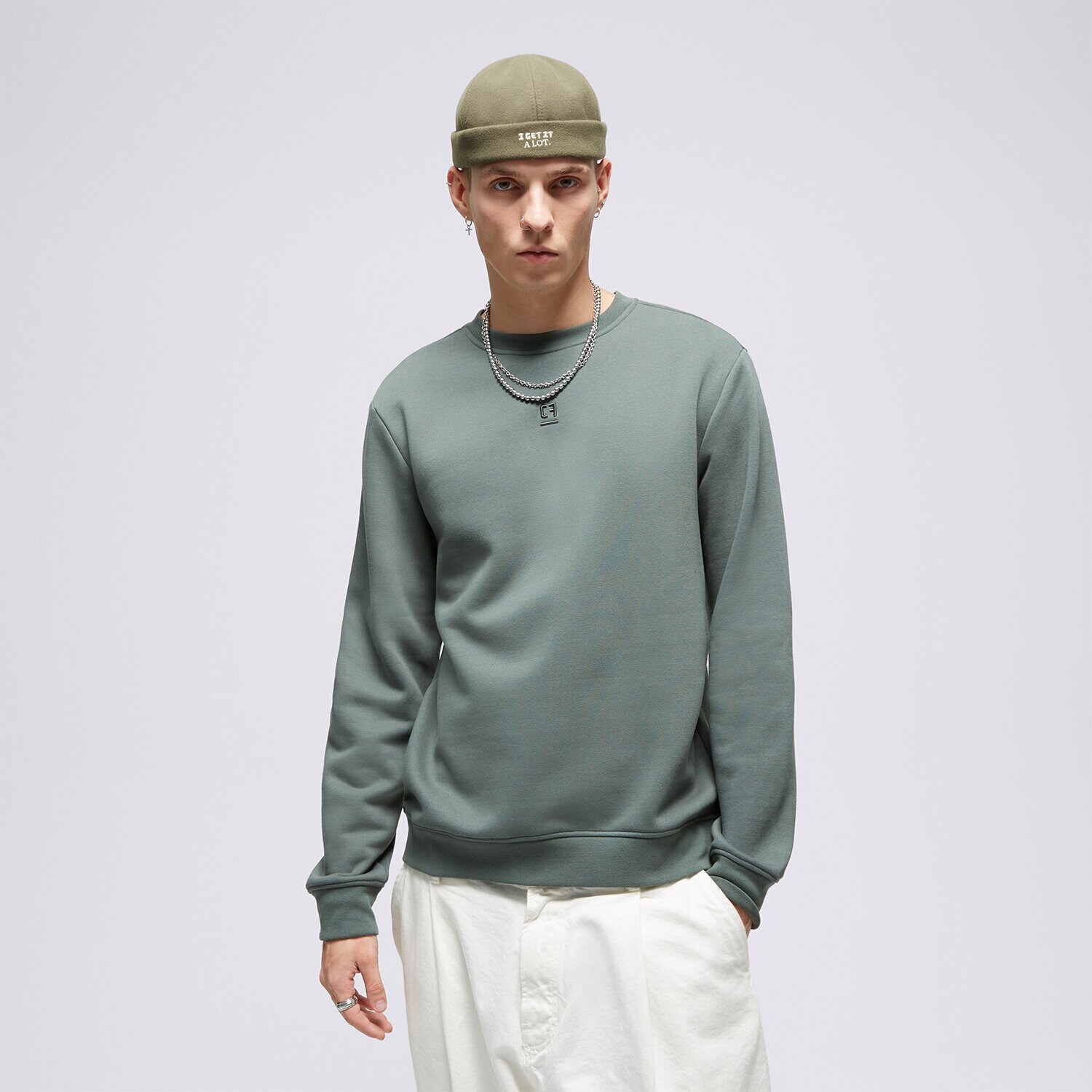 Muške dukserice CONFRONT VESTA ESSENTIAL CREW GREEN CF323BLM11001 zelena