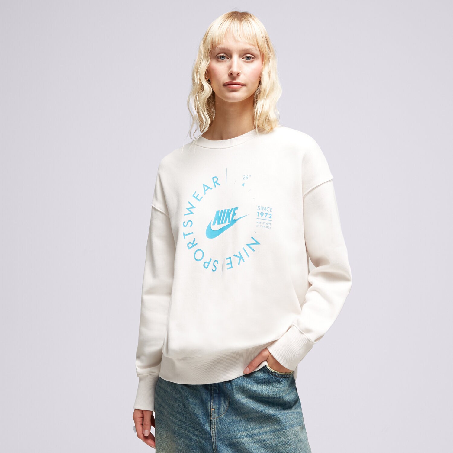 Ženske dukserice NIKE VESTA W NSW FLC OS CREW PRNT SU SWEATSHIRT FD4234-030 bež