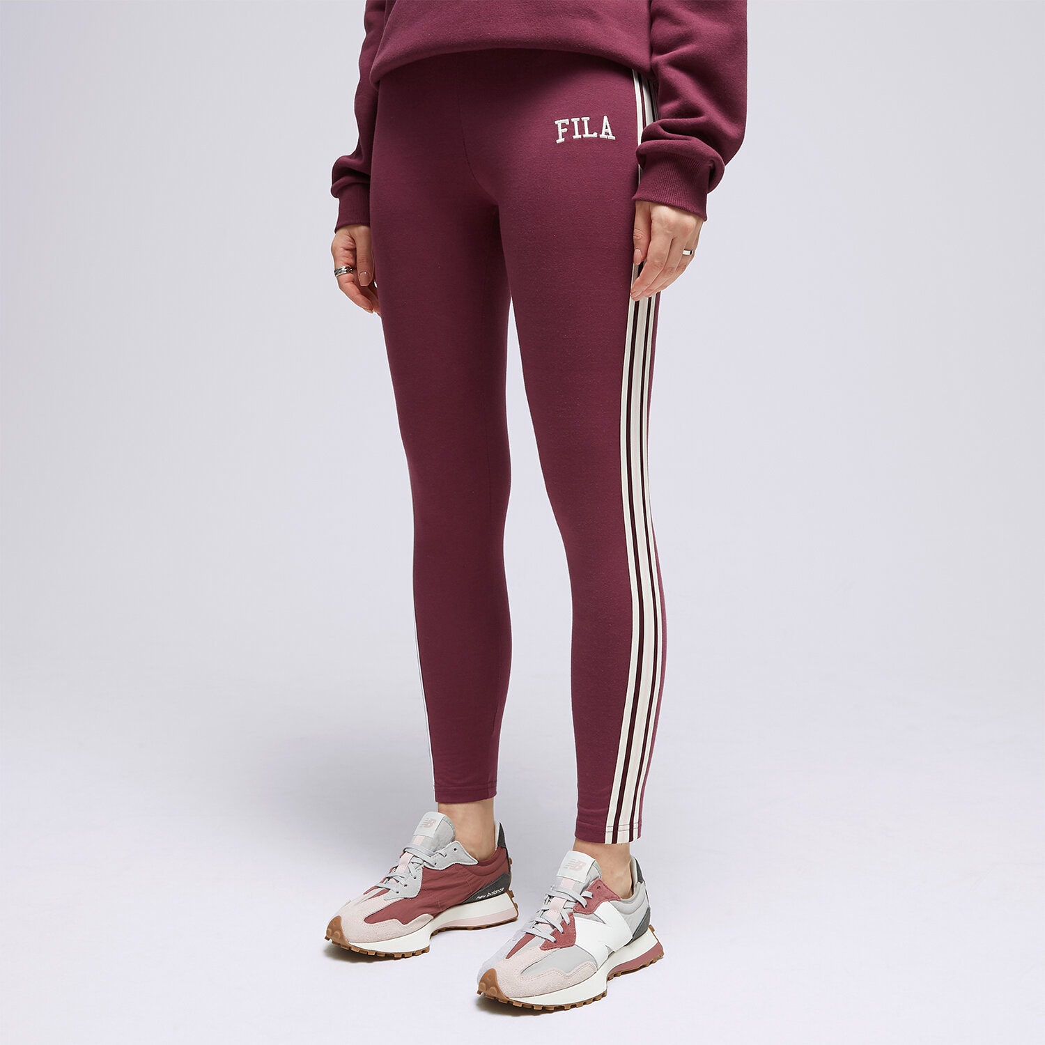 Ženske hlače FILA TAJICE STRIPE LEGGNG BRG/PK ADELASIAGRAPE bordo